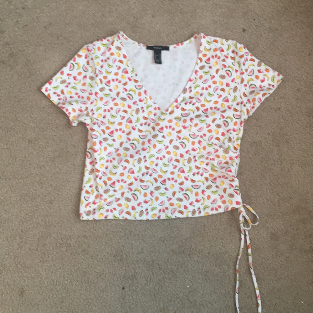 Cropped wrap around v-neck tee